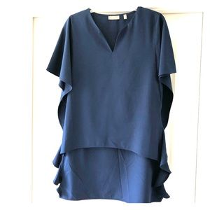 Neiman Marcus Navy Hi-Lo Blouse
